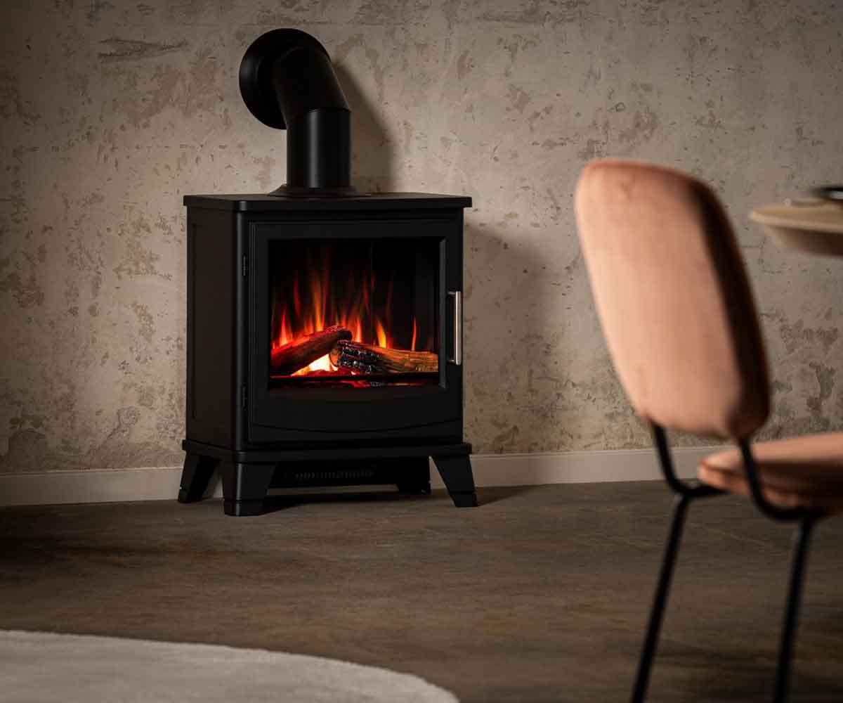 Elektrokaminofen Trimline Fires Horizon mit Rohr